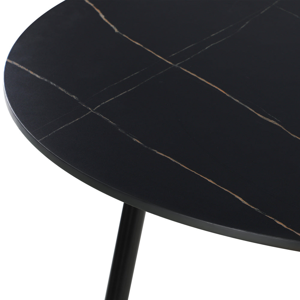 Oikiture 110cm Round Dining Table with 4PCS Dining Chairs Solid Wooden Black-Dining Set-PEROZ Accessories