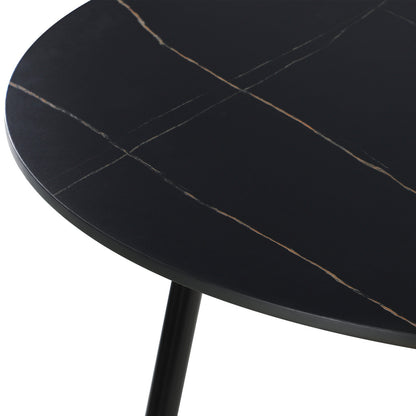 Oikiture 110cm Round Dining Table with 4PCS Dining Chairs Solid Wooden Black-Dining Set-PEROZ Accessories
