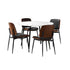 Oikiture Round Dining Table & 4PCS Dining Chairs PU Black-Dining Sets-PEROZ Accessories