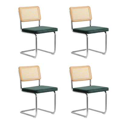 Oikiture 90cm Round Dining Table with 4PCS Dining Chairs Velvet White&amp;Green-Dining Sets-PEROZ Accessories