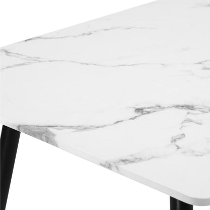 Oikiture 120cm Rectangle Dining Table with 4PCS Dining Chairs Sherpa White-Dining Table and Chairs-PEROZ Accessories