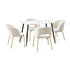 Oikiture 120cm Rectangle Dining Table with 4PCS Chairs Sherpa White-Dining Sets-PEROZ Accessories