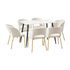 Oikiture 120cm Rectangle Dining Table with 6PCS Chairs Sherpa White-Dining Sets-PEROZ Accessories