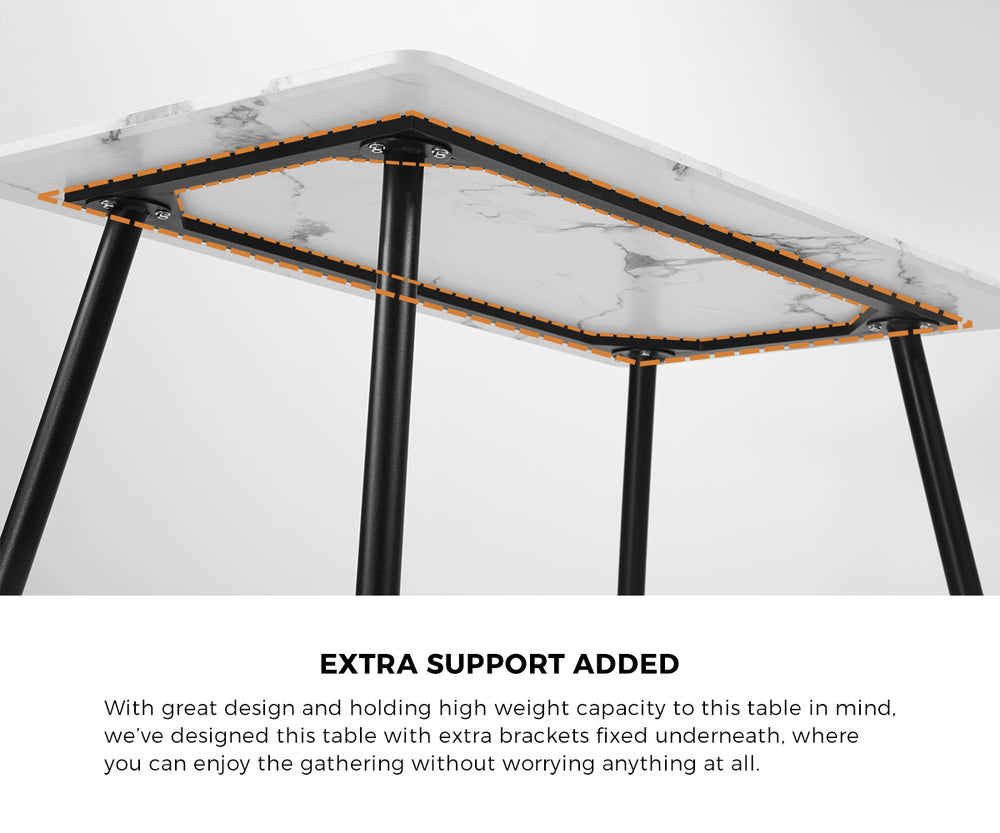 Oikiture 120cm Rectangle Dining Table with 6PCS Chairs Sherpa White-Dining Sets-PEROZ Accessories