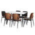 Oikiture 120cm Rectangle Dining Table with 6PCS Chairs PU Black-Dining Set-PEROZ Accessories