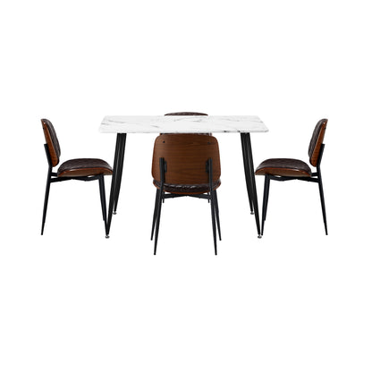Oikiture 120cm Rectangle Dining Table with 4PCS Chairs PU Walnut-Dining Set-PEROZ Accessories