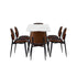Oikiture 120cm Rectangle Dining Table with 6PCS Chairs PU Walnut-Dining Set-PEROZ Accessories