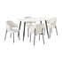 Oikiture 120cm Rectangle Dining Table with 4PCS Chairs Sherpa White-Dining Sets-PEROZ Accessories