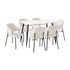 Oikiture 120cm Rectangle Dining Table with 6PCS Chairs Sherpa White-Dining Sets-PEROZ Accessories
