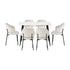 Oikiture 120cm Rectangle Dining Table with 6PCS Chairs Sherpa White-Dining Sets-PEROZ Accessories