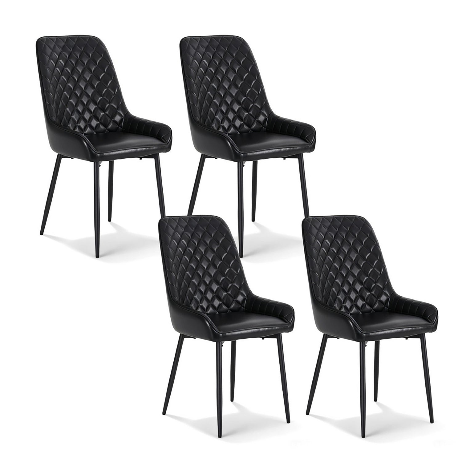 Artiss 4x Dining Chairs Retro PU Leather Kitchen Lounge Cafe Accent Chair Black-Furniture &gt; Dining &gt; Kitchen &amp; Dining Chairs-PEROZ Accessories