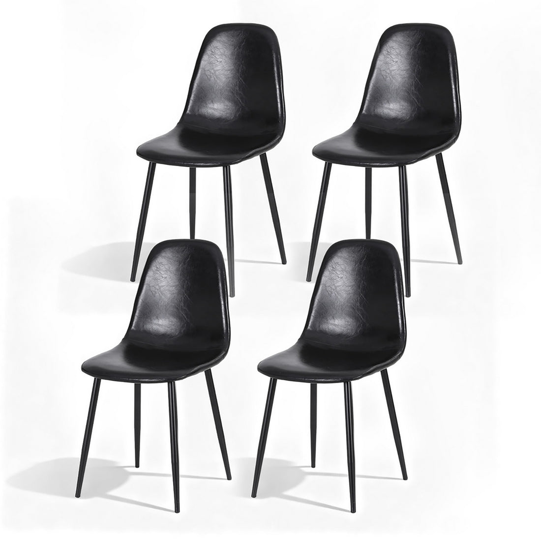 Artiss 4x Dining Chairs Retro PU Leather Kitchen Lounge Cafe Accent Chair Black-Furniture &gt; Dining &gt; Kitchen &amp; Dining Chairs-PEROZ Accessories