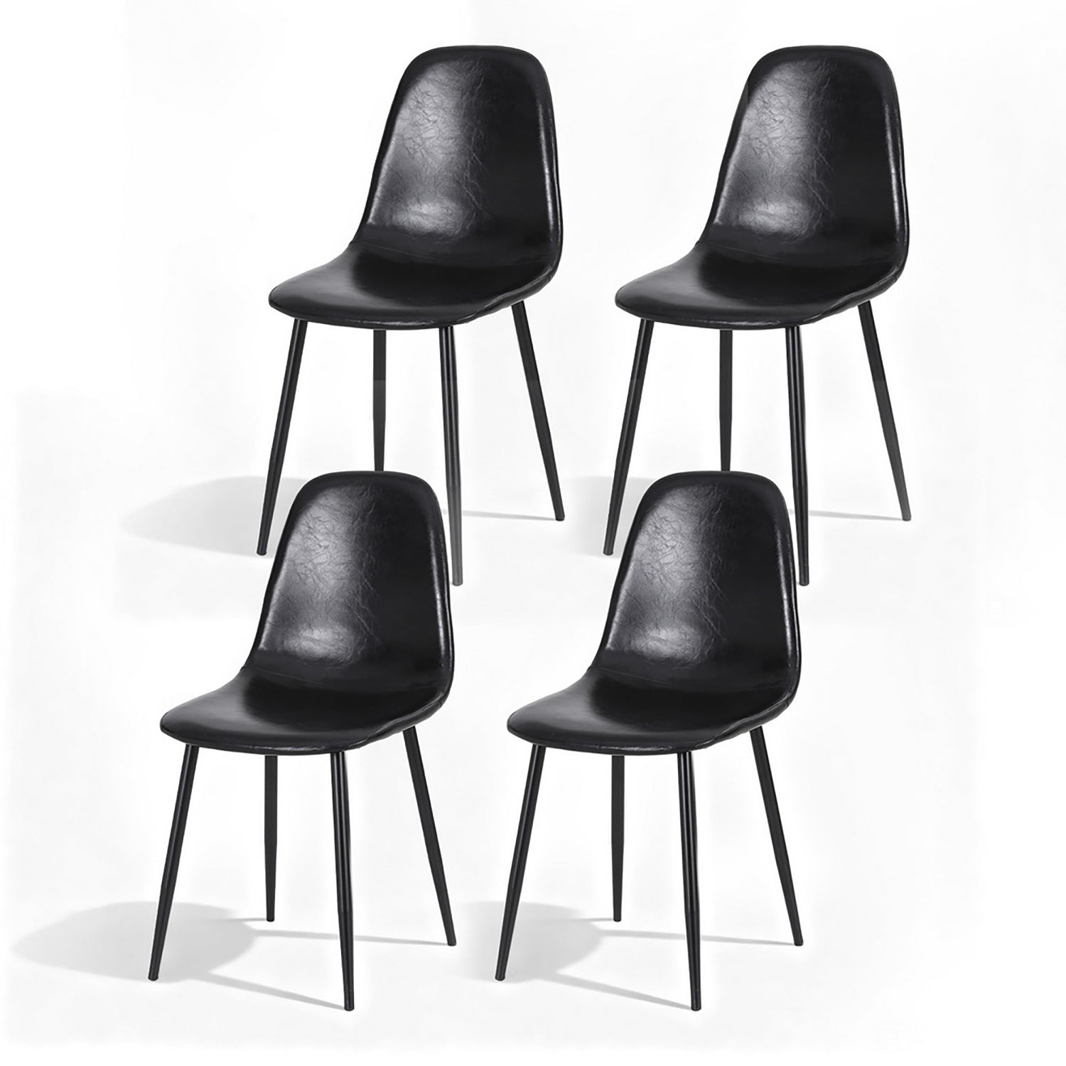 Artiss 4x Dining Chairs Retro PU Leather Kitchen Lounge Cafe Accent Chair Black-Furniture &gt; Dining &gt; Kitchen &amp; Dining Chairs-PEROZ Accessories