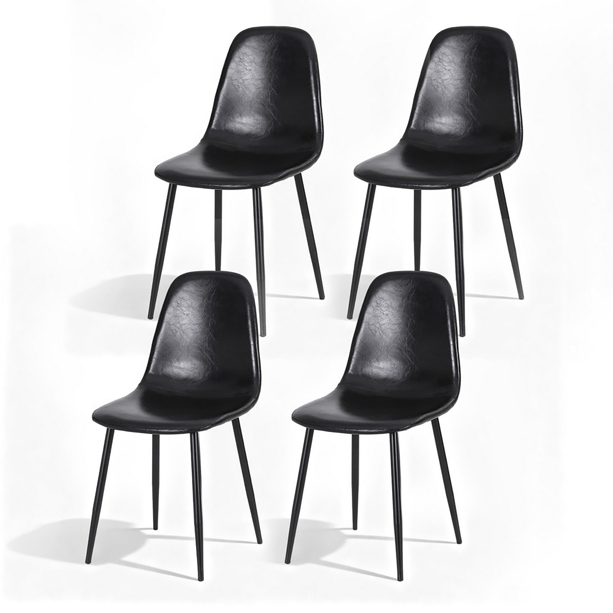 Artiss 4x Dining Chairs Retro PU Leather Kitchen Lounge Cafe Accent Chair Black-Furniture &gt; Dining &gt; Kitchen &amp; Dining Chairs-PEROZ Accessories
