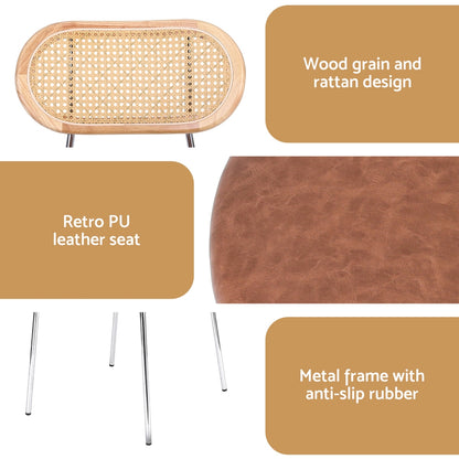 Artiss 4x Dining Chairs PU Leather Rattan Kitchen Lounge Cafe Accent Chair Brown-Furniture &gt; Dining &gt; Kitchen &amp; Dining Chairs-PEROZ Accessories