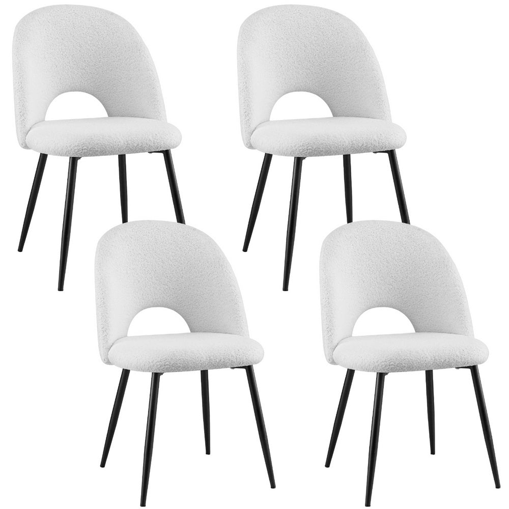 1 Set of 4 Artiss Dining Chair Boucle Sherpa-Furniture &gt; Dining &gt; Kitchen &amp; Dining Chairs-PEROZ Accessories