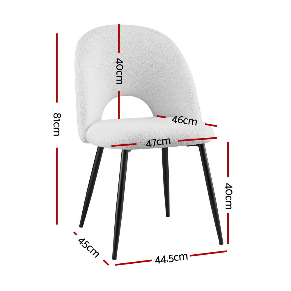 1 Set of 4 Artiss Dining Chair Boucle Sherpa-Furniture &gt; Dining &gt; Kitchen &amp; Dining Chairs-PEROZ Accessories