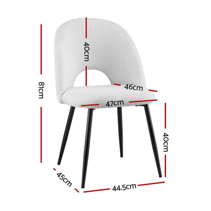 1 Set of 4 Artiss Dining Chair Boucle Sherpa-Furniture &gt; Dining &gt; Kitchen &amp; Dining Chairs-PEROZ Accessories