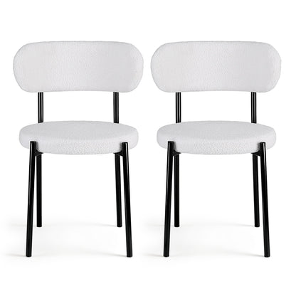 Artiss Dining Chairs Set of 2 Sherpa Boucle White-Furniture &gt; Dining &gt; Kitchen &amp; Dining Chairs-PEROZ Accessories