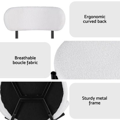 Artiss Dining Chairs Set of 2 Sherpa Boucle White-Furniture &gt; Dining &gt; Kitchen &amp; Dining Chairs-PEROZ Accessories