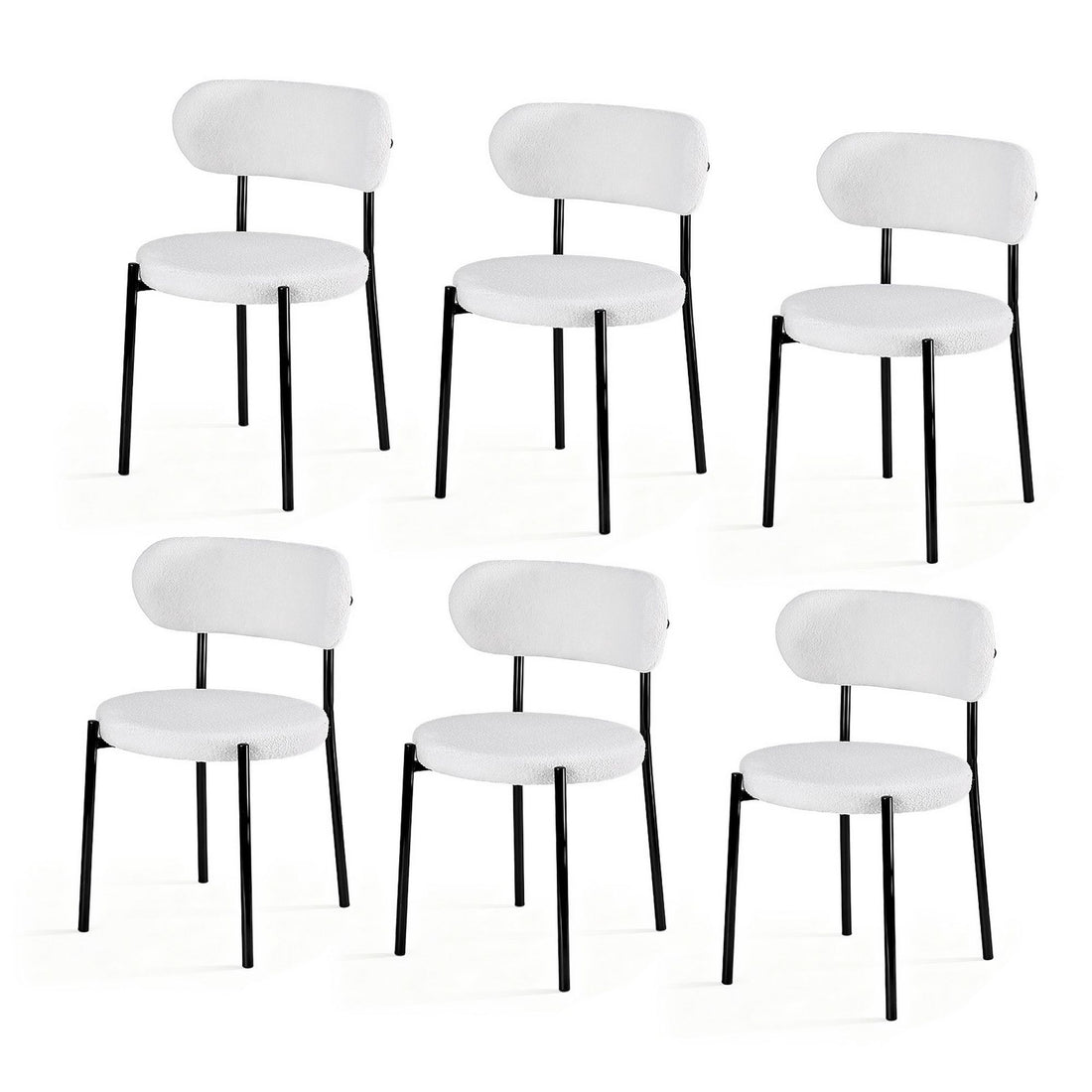 Artiss Dining Chairs Set of 6 Sherpa Boucle White