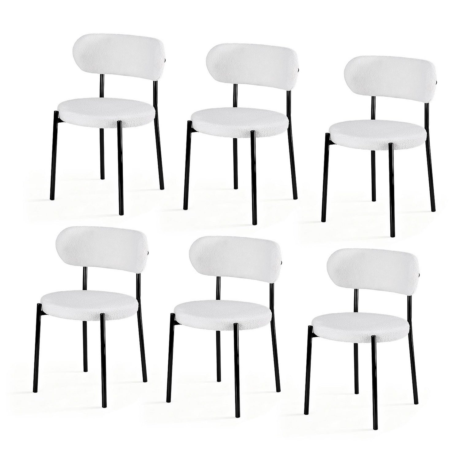 Artiss Dining Chairs Set of 6 Sherpa Boucle White