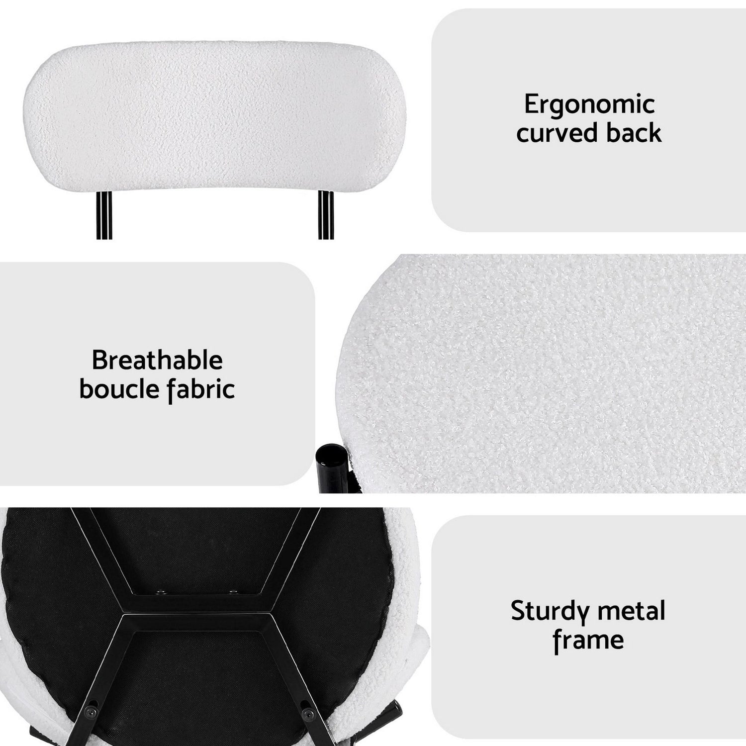Artiss Dining Chairs Set of 6 Sherpa Boucle White