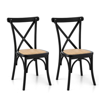 Artiss 2x Dining Chairs Rattan Wooden Kitchen Accent Chair Cafe Lounge Rubber Wood-Furniture &gt; Dining &gt; Kitchen &amp; Dining Chairs-PEROZ Accessories
