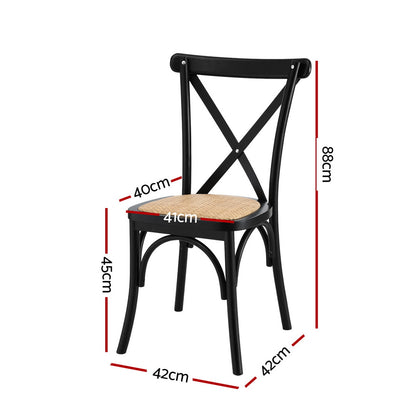 Artiss 2x Dining Chairs Rattan Wooden Kitchen Accent Chair Cafe Lounge Rubber Wood-Furniture &gt; Dining &gt; Kitchen &amp; Dining Chairs-PEROZ Accessories