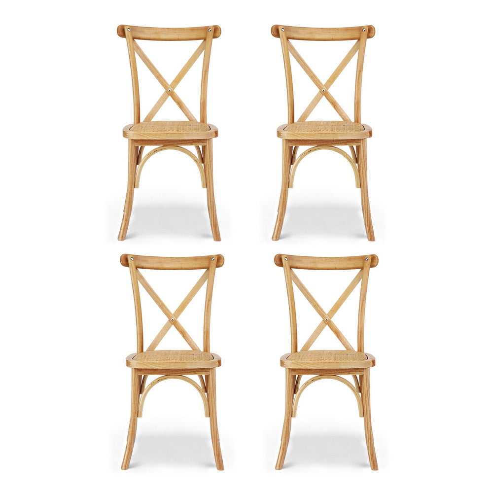 Artiss 4x Dining Chairs Rattan Wooden Kitchen Accent Chair Cafe Lounge Rubber Wood-Furniture &gt; Dining &gt; Kitchen &amp; Dining Chairs-PEROZ Accessories