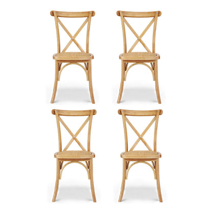 Artiss 4x Dining Chairs Rattan Wooden Kitchen Accent Chair Cafe Lounge Rubber Wood-Furniture &gt; Dining &gt; Kitchen &amp; Dining Chairs-PEROZ Accessories