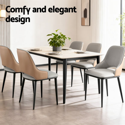 Artiss 1x Dining Chair Hollow PU Leather Kitchen Lounge Cafe Accent Chairs Grey-Furniture &gt; Dining &gt; Kitchen &amp; Dining Chairs-PEROZ Accessories