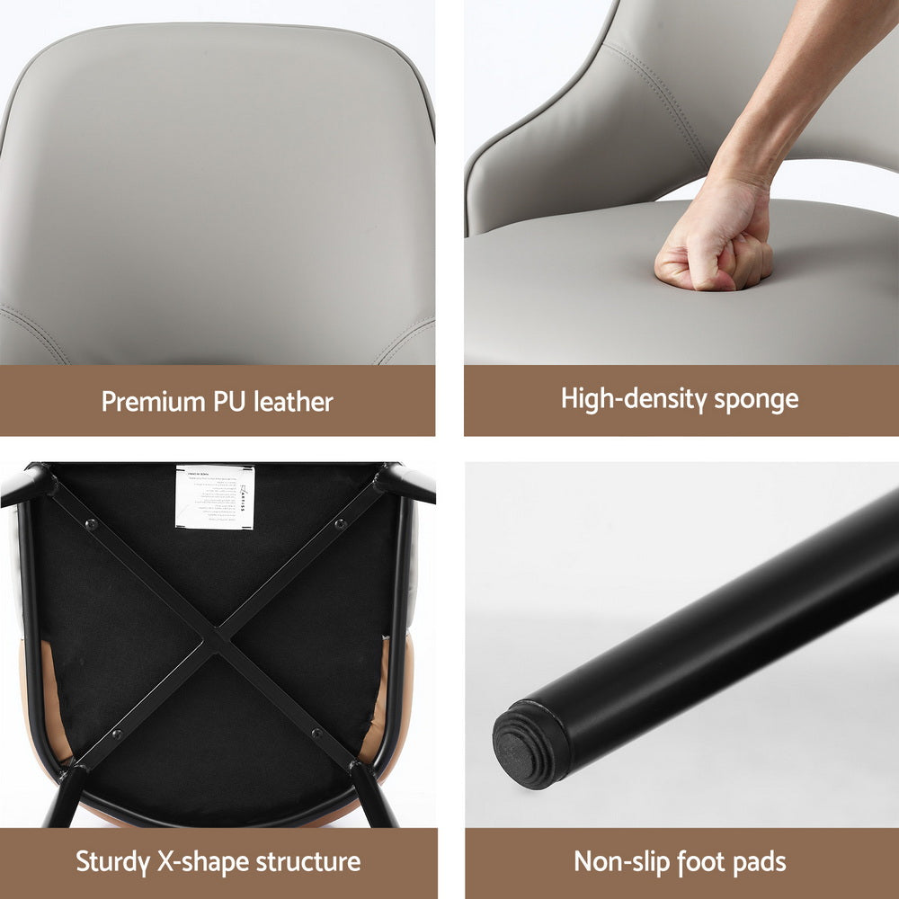 Artiss 2x Dining Chairs Hollow PU Leather Kitchen Lounge Cafe Accent Chair Grey-Furniture &gt; Dining &gt; Kitchen &amp; Dining Chairs-PEROZ Accessories