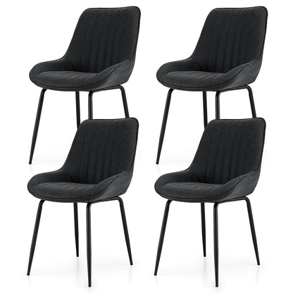 Artiss 4x Dining Chairs Retro PU Leather Kitchen Lounge Cafe Accent Chair Black-Furniture &gt; Dining &gt; Kitchen &amp; Dining Chairs-PEROZ Accessories