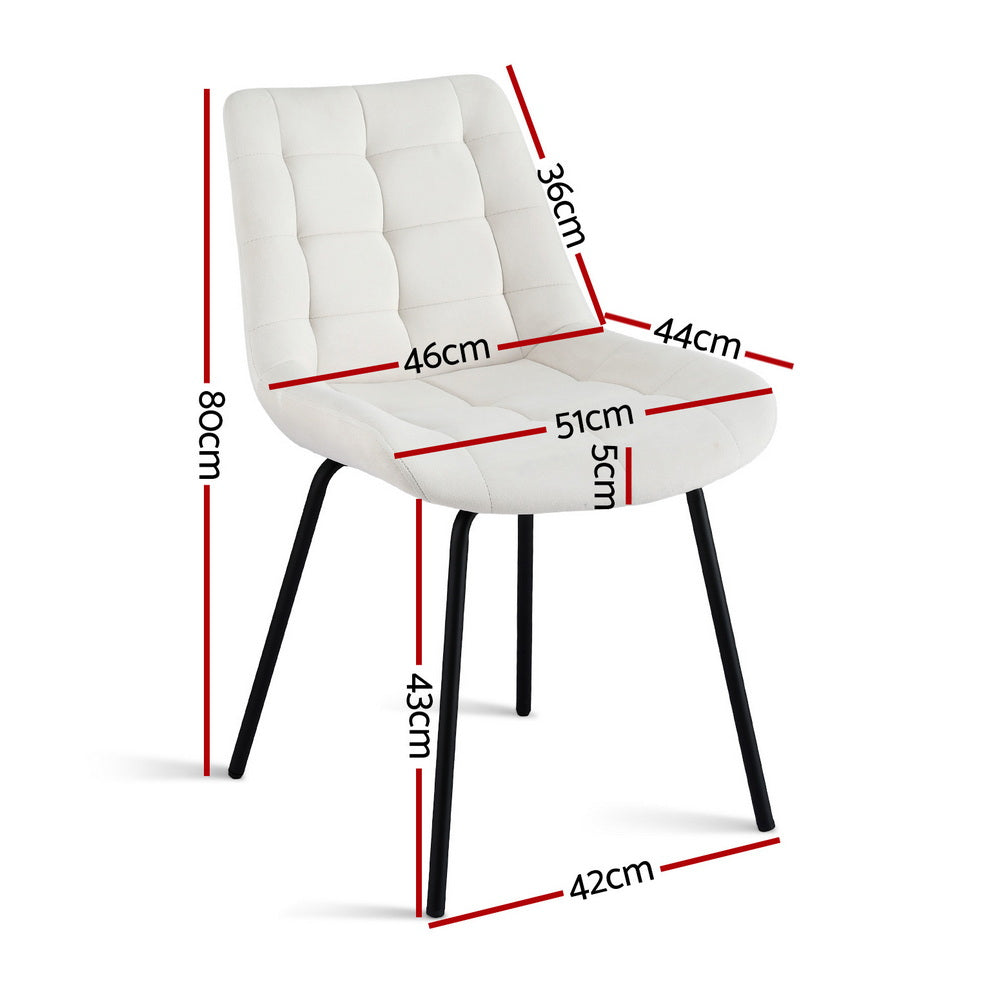 Artiss 2x Dining Chairs Velvet Tufted Kitchen Lounge Cafe Accent Chair Beige-Furniture &gt; Dining &gt; Kitchen &amp; Dining Chairs-PEROZ Accessories