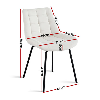 Artiss 2x Dining Chairs Velvet Tufted Kitchen Lounge Cafe Accent Chair Beige-Furniture &gt; Dining &gt; Kitchen &amp; Dining Chairs-PEROZ Accessories