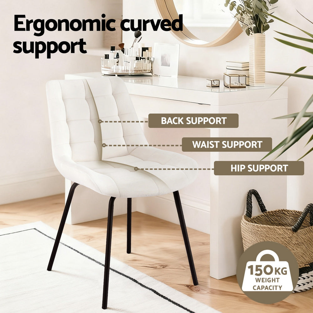 Artiss 2x Dining Chairs Velvet Tufted Kitchen Lounge Cafe Accent Chair Beige-Furniture &gt; Dining &gt; Kitchen &amp; Dining Chairs-PEROZ Accessories