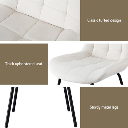 Artiss 2x Dining Chairs Velvet Tufted Kitchen Lounge Cafe Accent Chair Beige-Furniture &gt; Dining &gt; Kitchen &amp; Dining Chairs-PEROZ Accessories