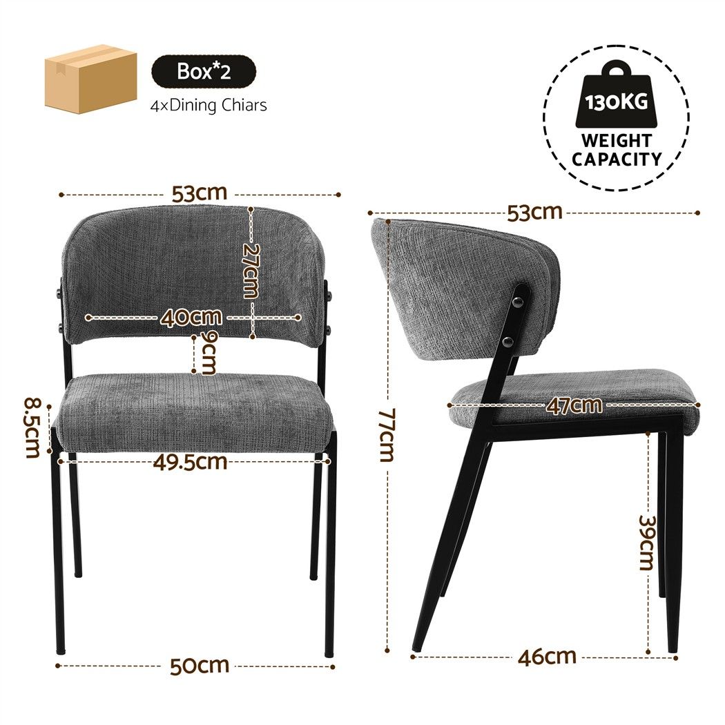 Artiss Dining Chairs Set of 4 Linen Fabric Soft Upholstered Chairs Grey-Furniture > Dining > Kitchen &amp; Dining Chairs-PEROZ Accessories
