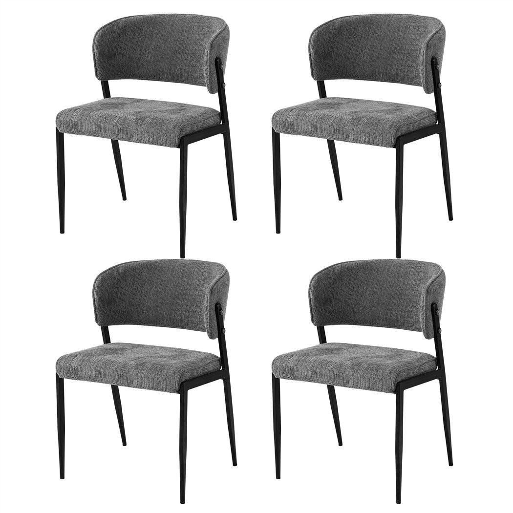 Artiss Dining Chairs Set of 4 Linen Fabric Soft Upholstered Chairs Grey-Furniture > Dining > Kitchen &amp; Dining Chairs-PEROZ Accessories