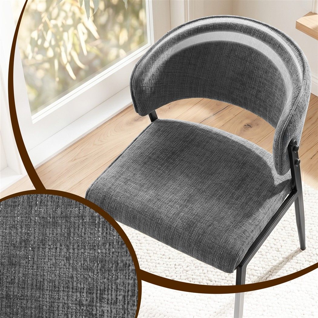 Artiss Dining Chairs Set of 4 Linen Fabric Soft Upholstered Chairs Grey-Furniture > Dining > Kitchen &amp; Dining Chairs-PEROZ Accessories