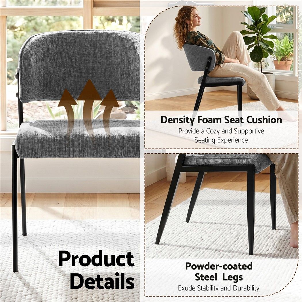 Artiss Dining Chairs Set of 4 Linen Fabric Soft Upholstered Chairs Grey-Furniture > Dining > Kitchen &amp; Dining Chairs-PEROZ Accessories