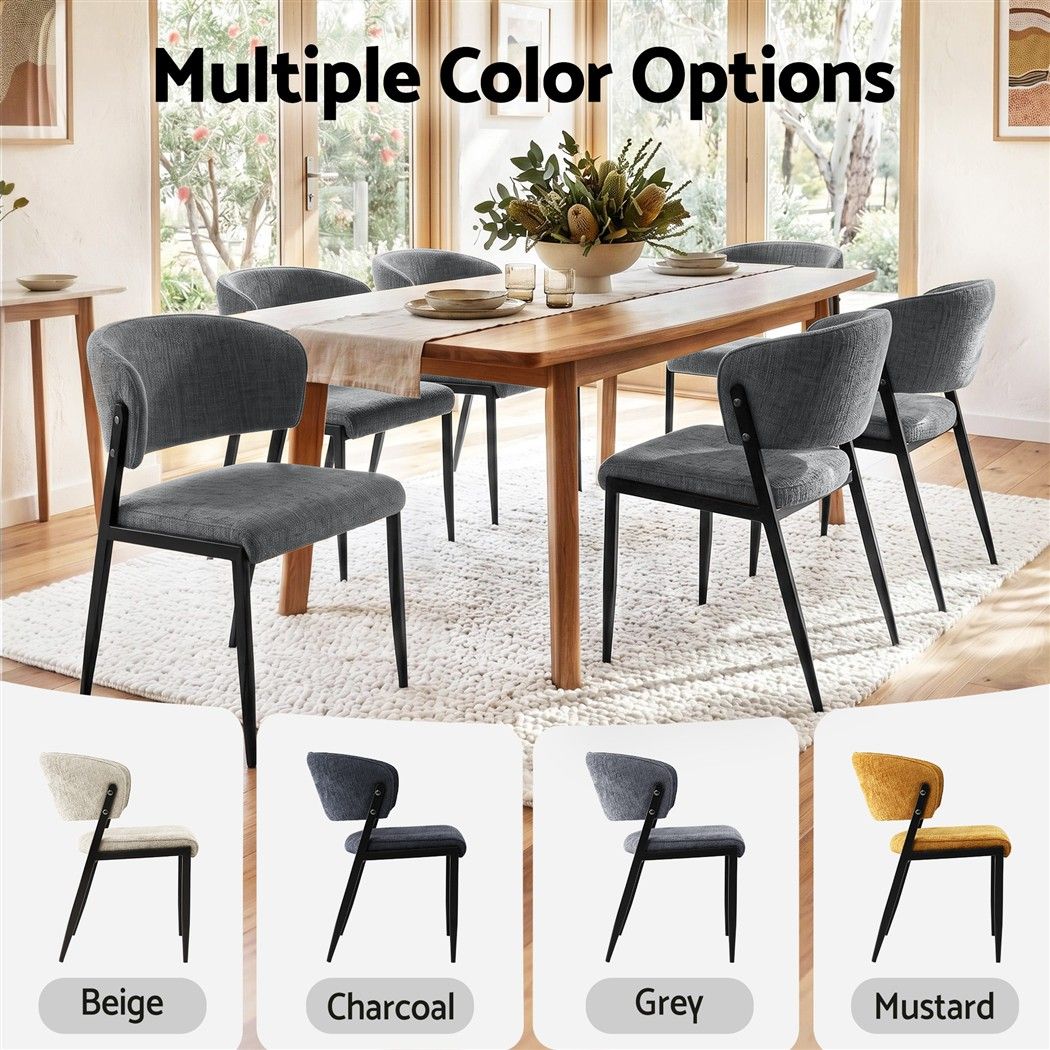 Artiss Dining Chairs Set of 4 Linen Fabric Soft Upholstered Chairs Grey-Furniture > Dining > Kitchen &amp; Dining Chairs-PEROZ Accessories