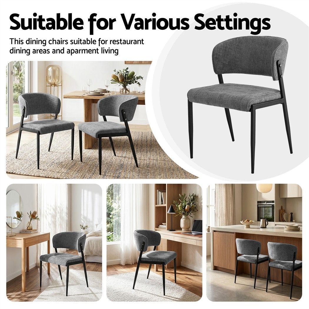 Artiss Dining Chairs Set of 4 Linen Fabric Soft Upholstered Chairs Grey-Furniture > Dining > Kitchen &amp; Dining Chairs-PEROZ Accessories