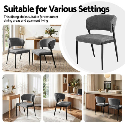 Artiss Dining Chairs Set of 4 Linen Fabric Soft Upholstered Chairs Grey-Furniture > Dining > Kitchen &amp; Dining Chairs-PEROZ Accessories