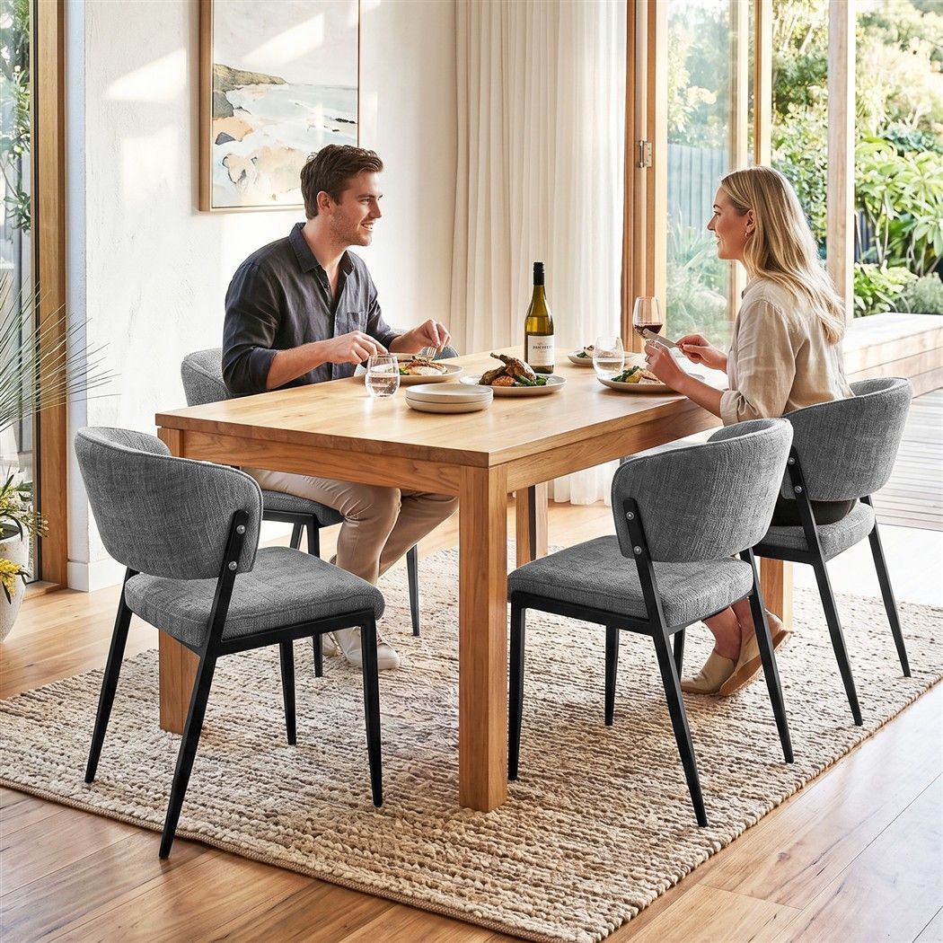 Artiss Dining Chairs Set of 4 Linen Fabric Soft Upholstered Chairs Grey-Furniture > Dining > Kitchen &amp; Dining Chairs-PEROZ Accessories