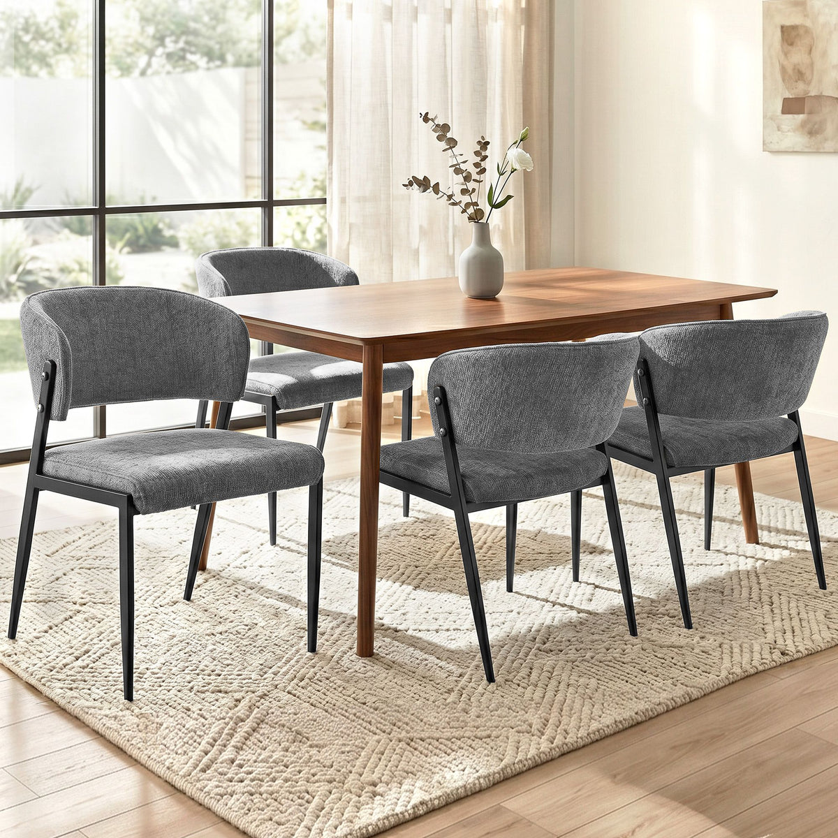Artiss Dining Chairs Set of 4 Linen Fabric Soft Upholstered Chairs Grey-Furniture > Dining > Kitchen &amp; Dining Chairs-PEROZ Accessories