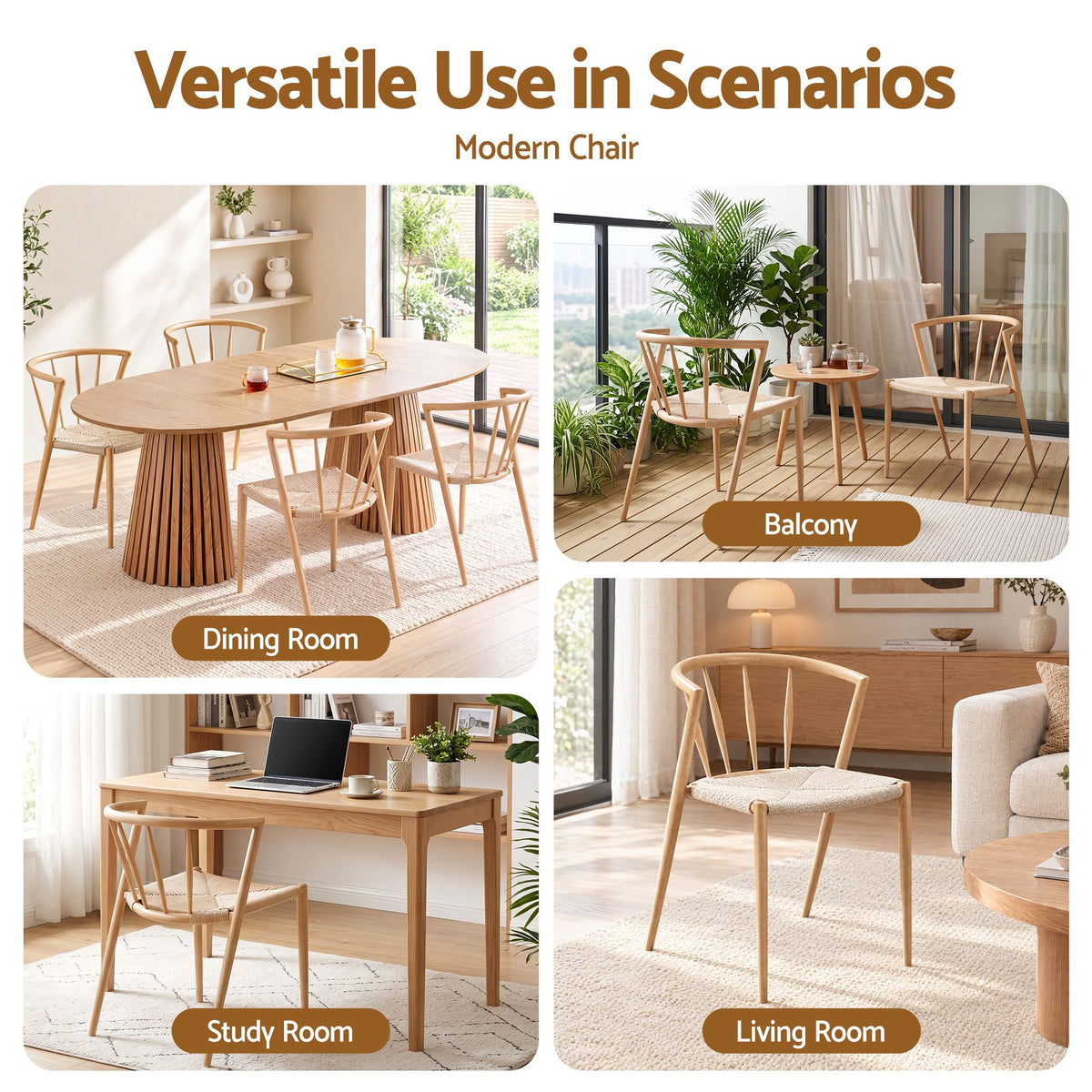 Artiss Dining Chairs Set of 4, Leisure Accent Chair for Living Room &amp; Balcony Spindle Back-Furniture > Dining > Kitchen &amp; Dining Chairs-PEROZ Accessories