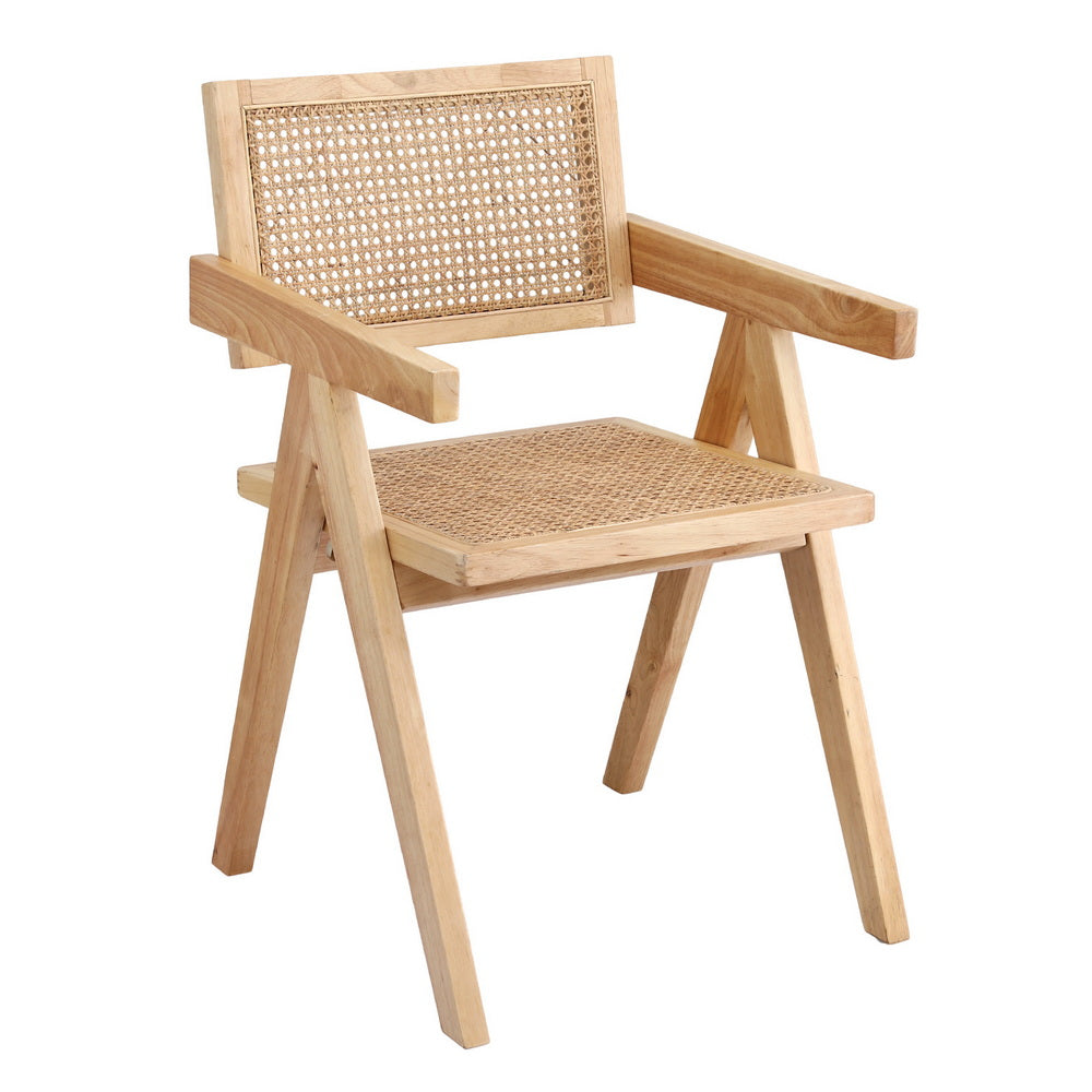 Artiss 1x Dining Chair Wooden Rattan Seat Rubber Wood Frame-Furniture &gt; Dining &gt; Kitchen &amp; Dining Chairs-PEROZ Accessories