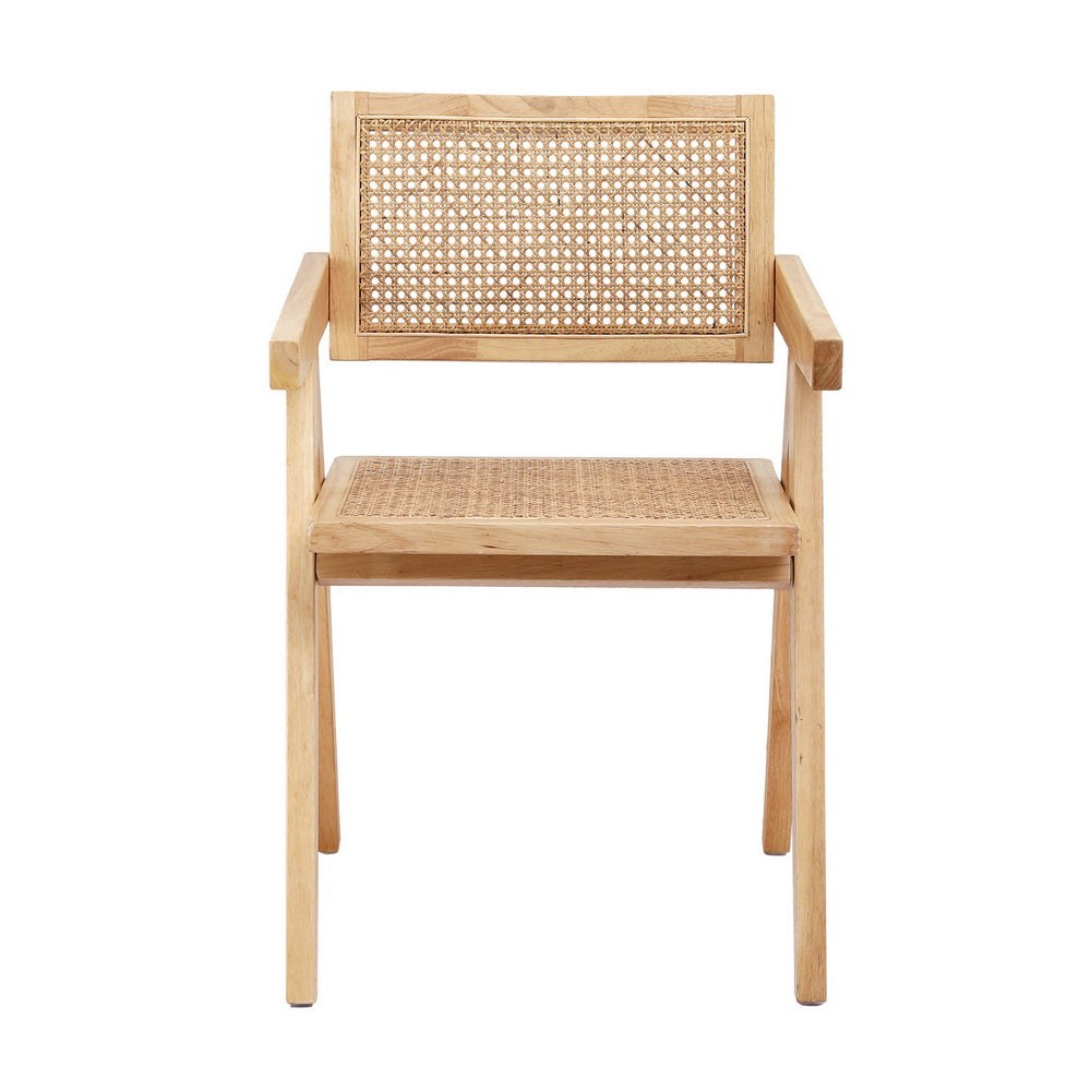 Artiss 1x Dining Chair Wooden Rattan Seat Rubber Wood Frame-Furniture &gt; Dining &gt; Kitchen &amp; Dining Chairs-PEROZ Accessories